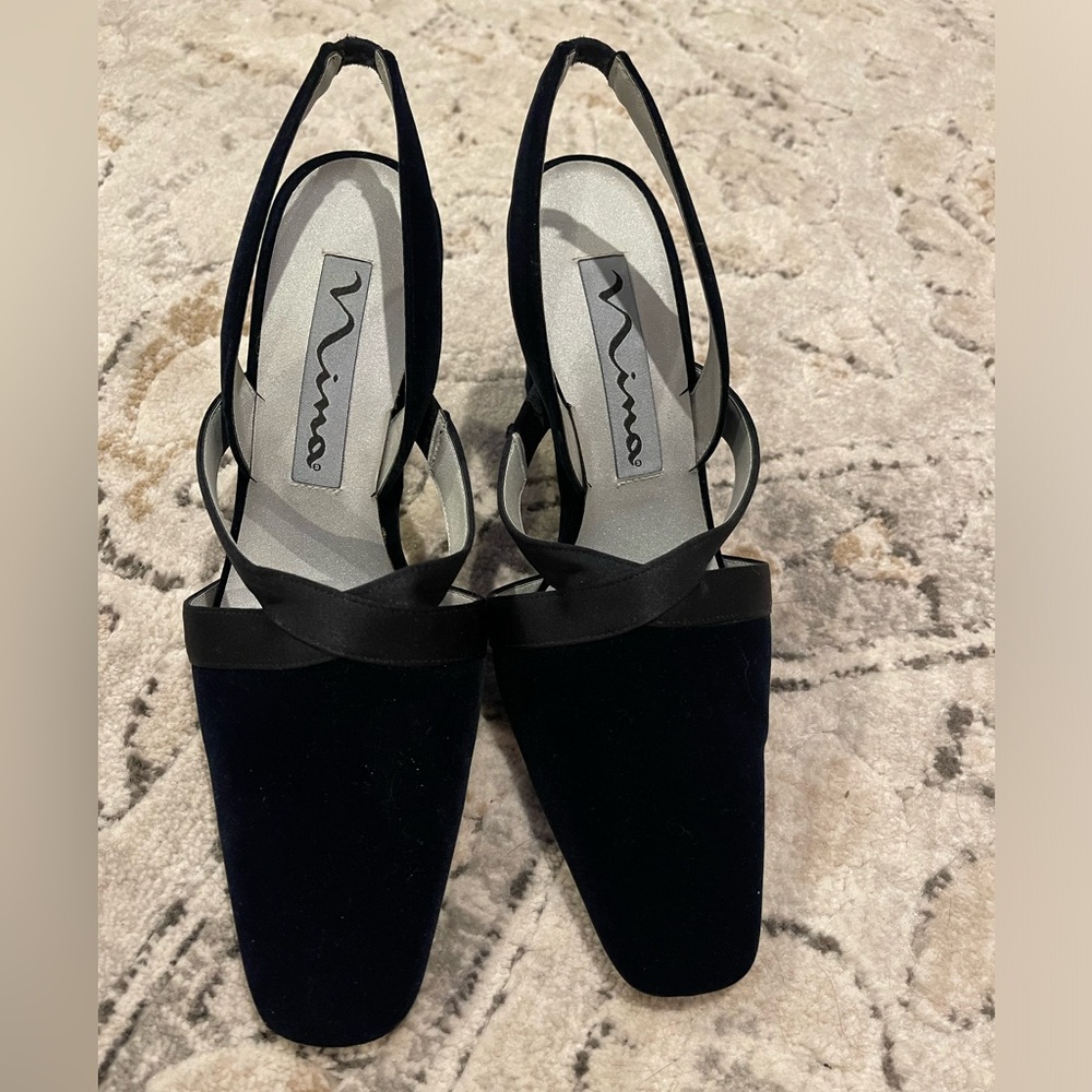 Nina black suede dressy heels